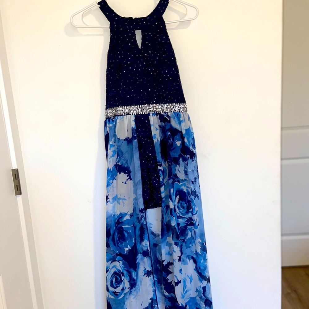 Speechless Girls Glitter-Lace Walk-Through Maxi Dress, Size 16